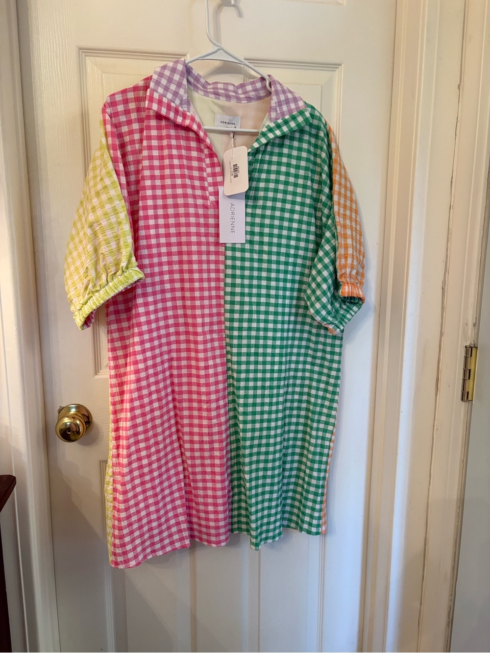 Adrienne Multi-Color Gingham Women’s Shirt Dress - Pink, Green, Yellow, Orange